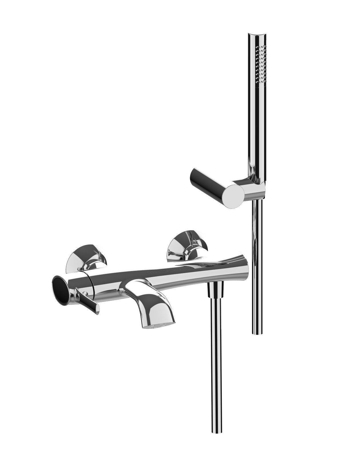 External single-lever bath mixer with duplex shower