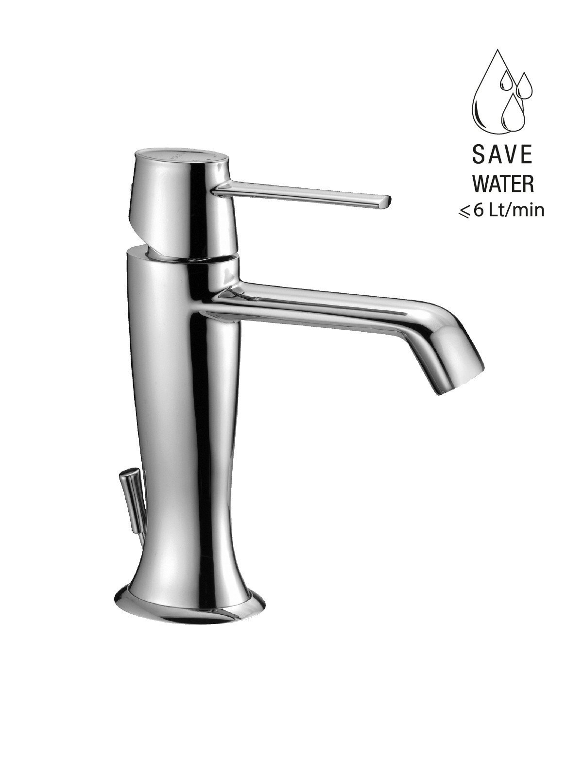 Single-lever washbasin mixer with pop-up waste