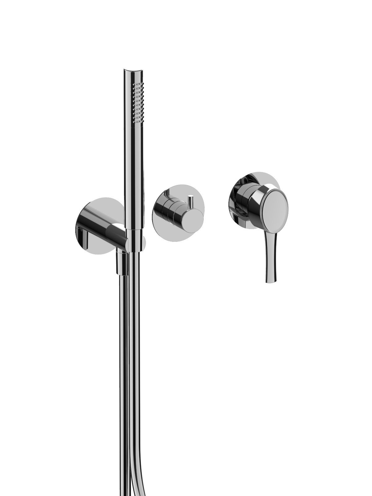 External set for built-in bath mixer with 3-way ceramic discs di
