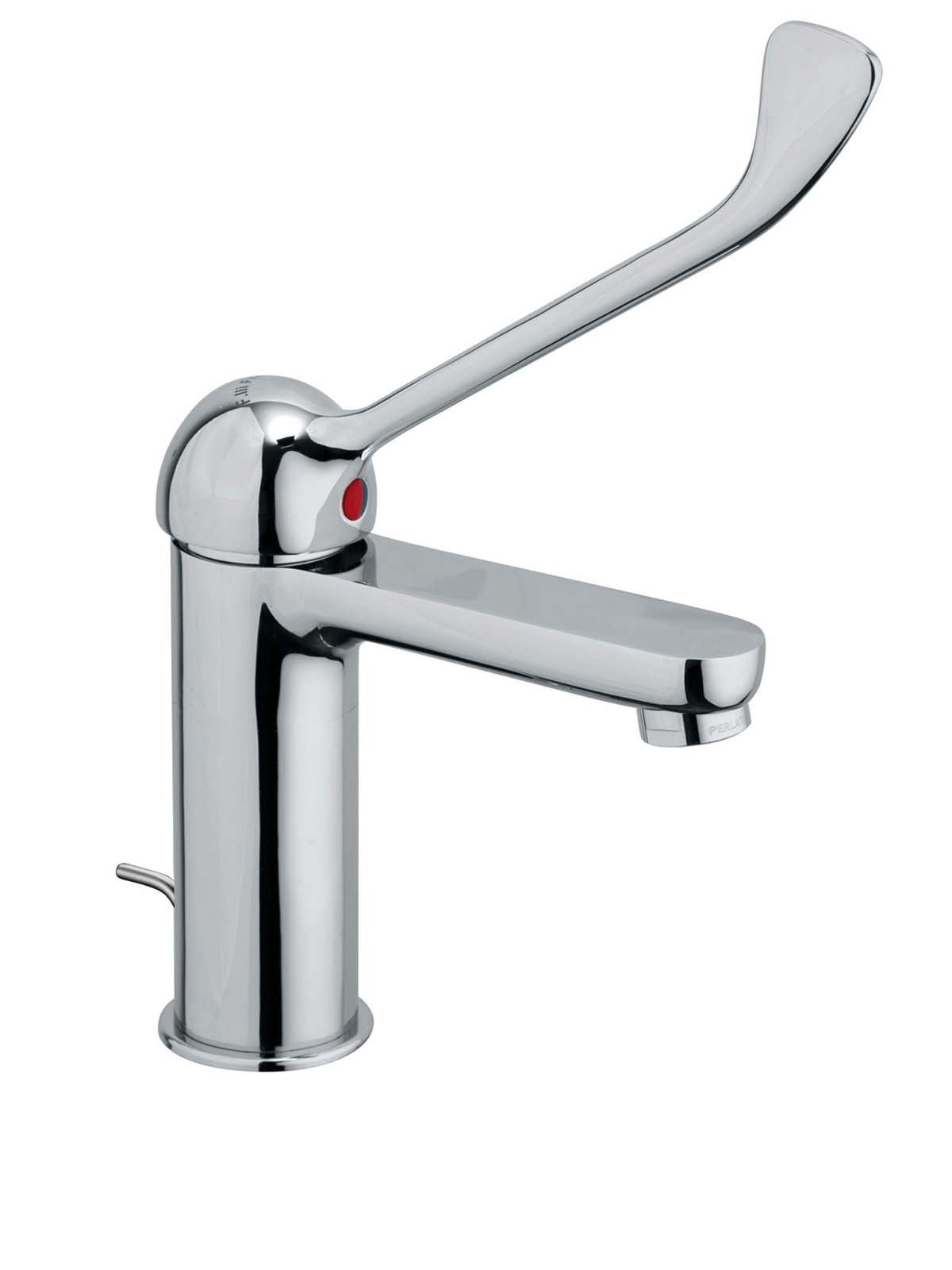 Long-lever washbasin mixer without waste