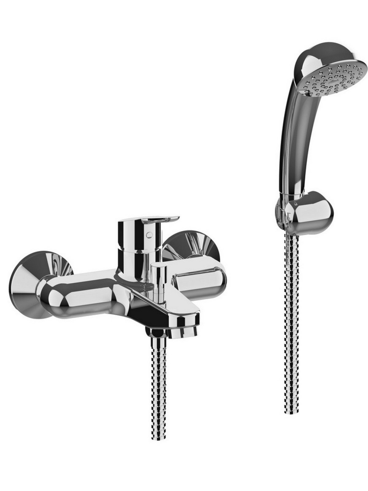 External single-lever bath mixer with anticalcareous duplex show