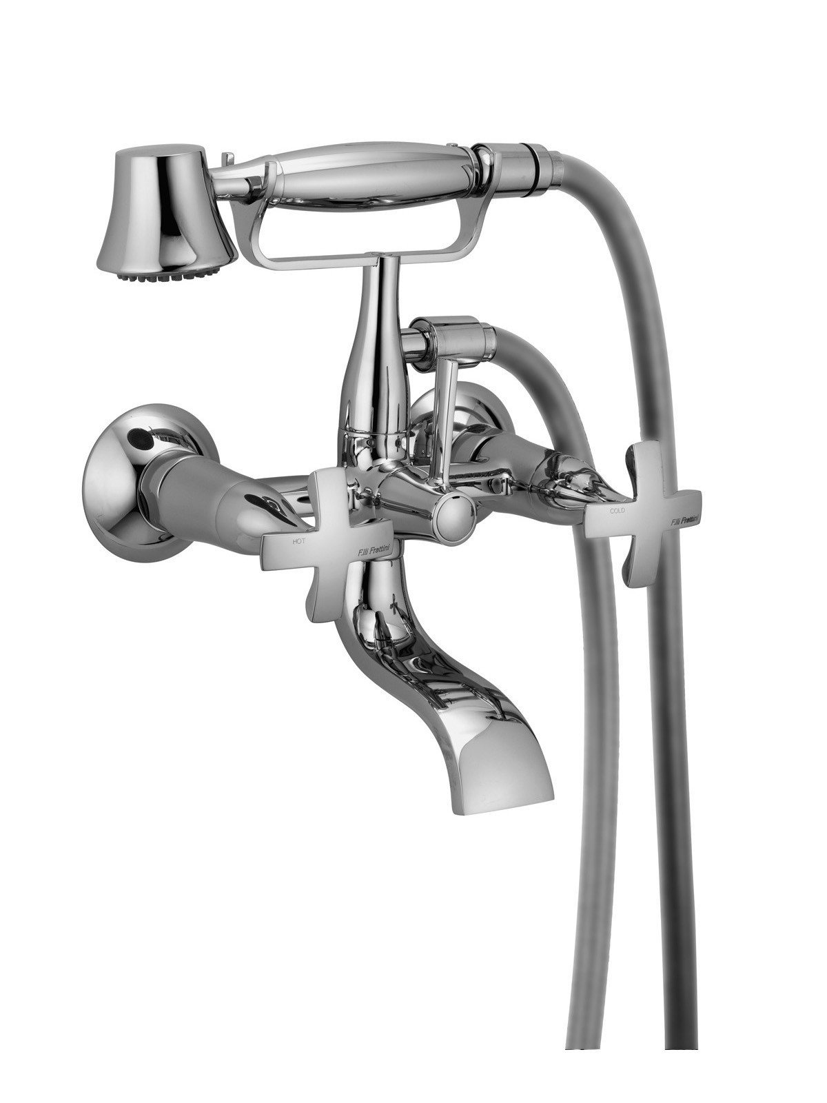 External bath mixer with duplex shower