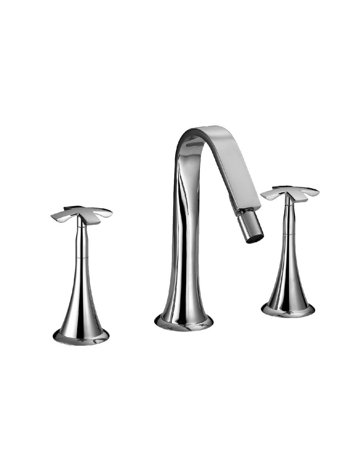 Three hole bidet mixer with longer uprights and pop-up waste