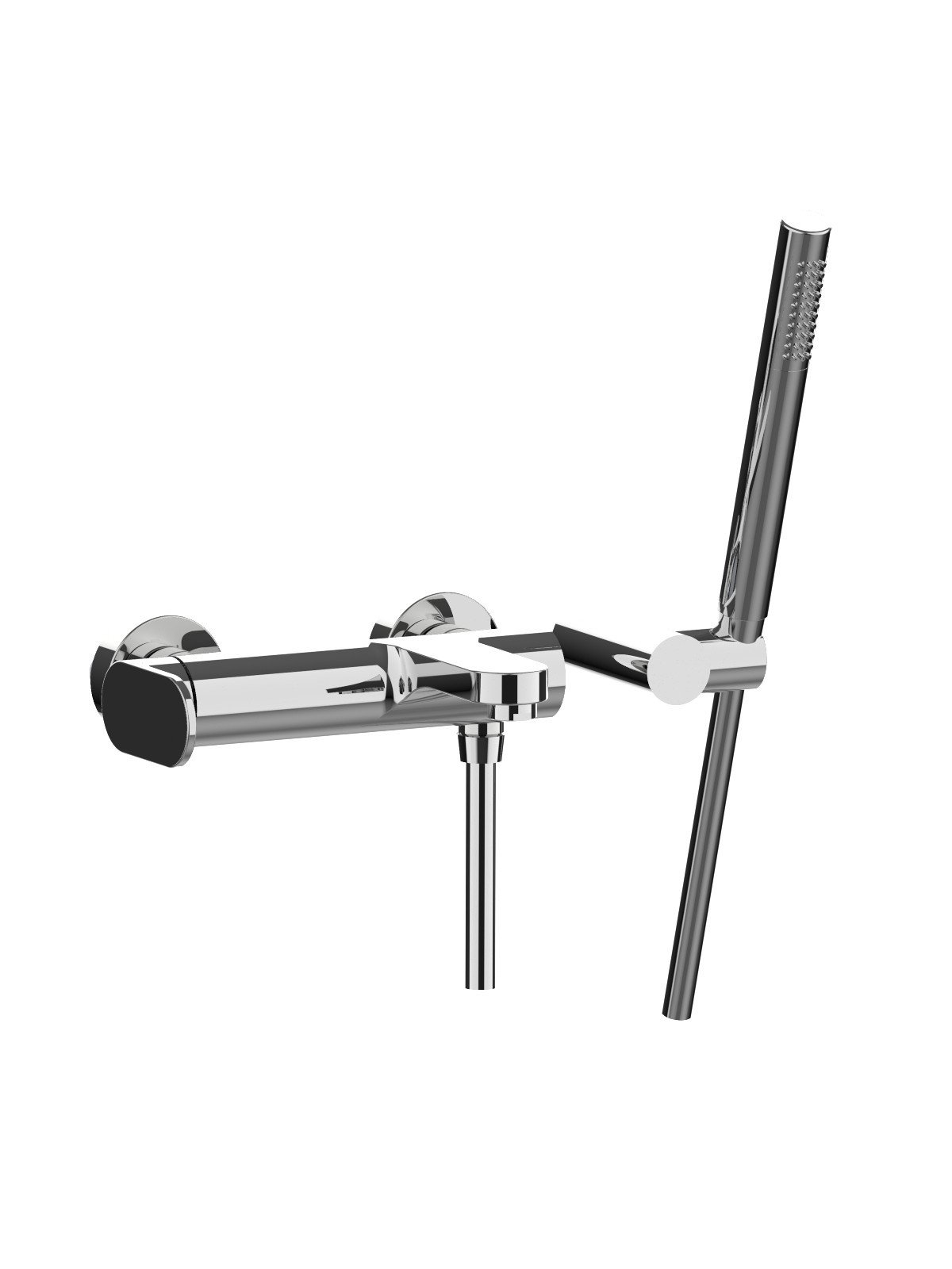 External single-lever bath mixer with duplex shower