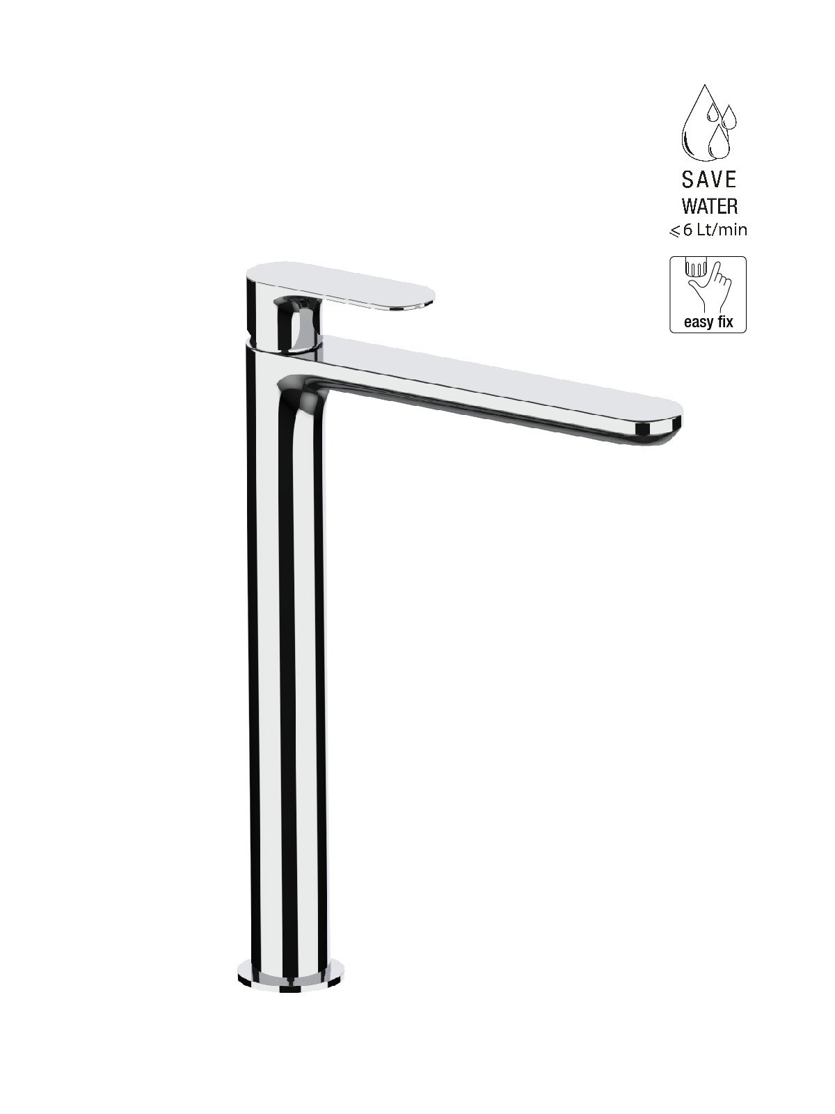 High version single-lever washbasin mixer without waste energy s