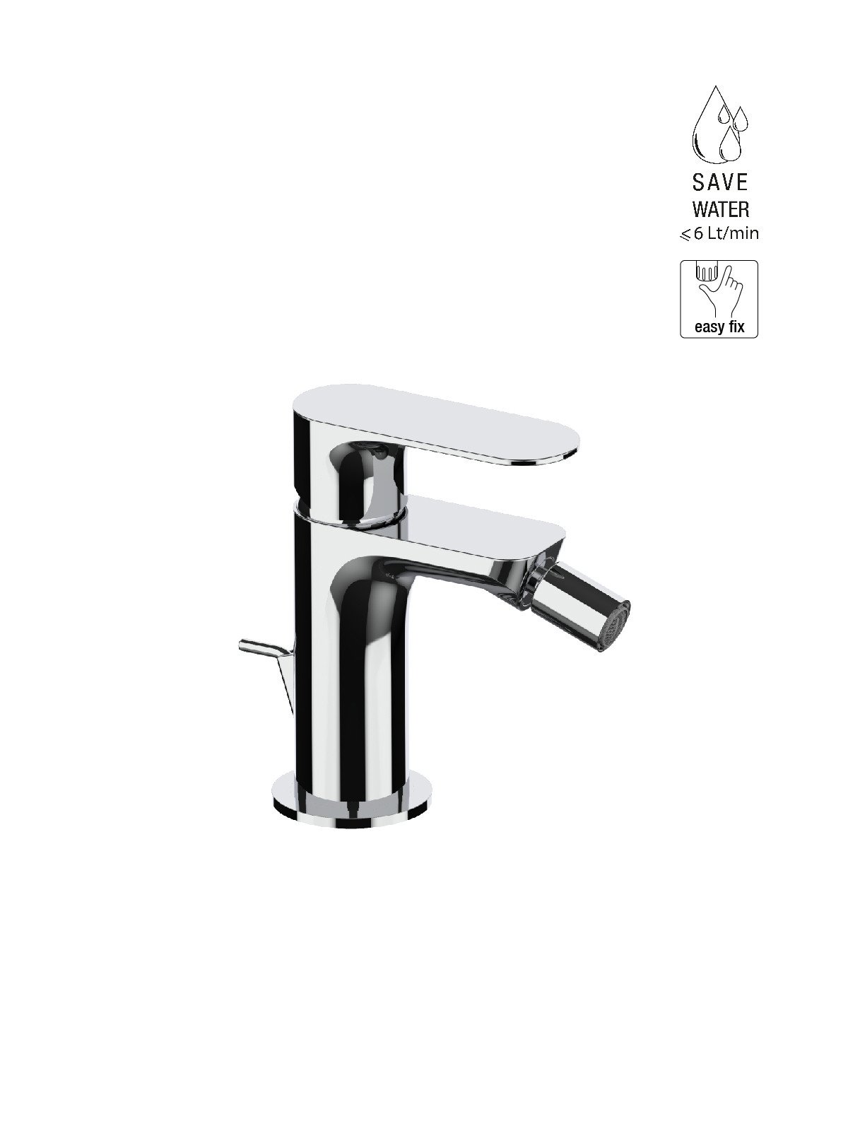 Single-lever bidet mixer with 1-1/4p pop-up waste