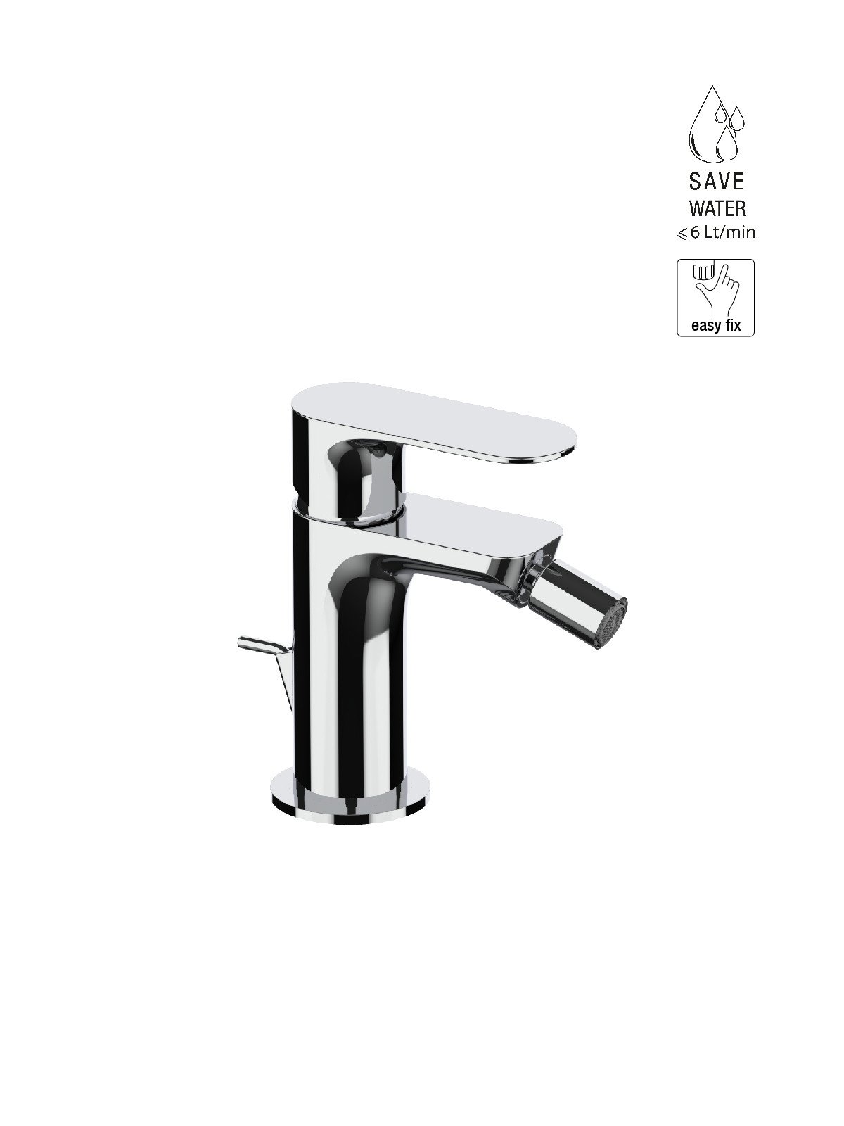 Single-lever bidet mixer with 1”1/4 pop-up waste