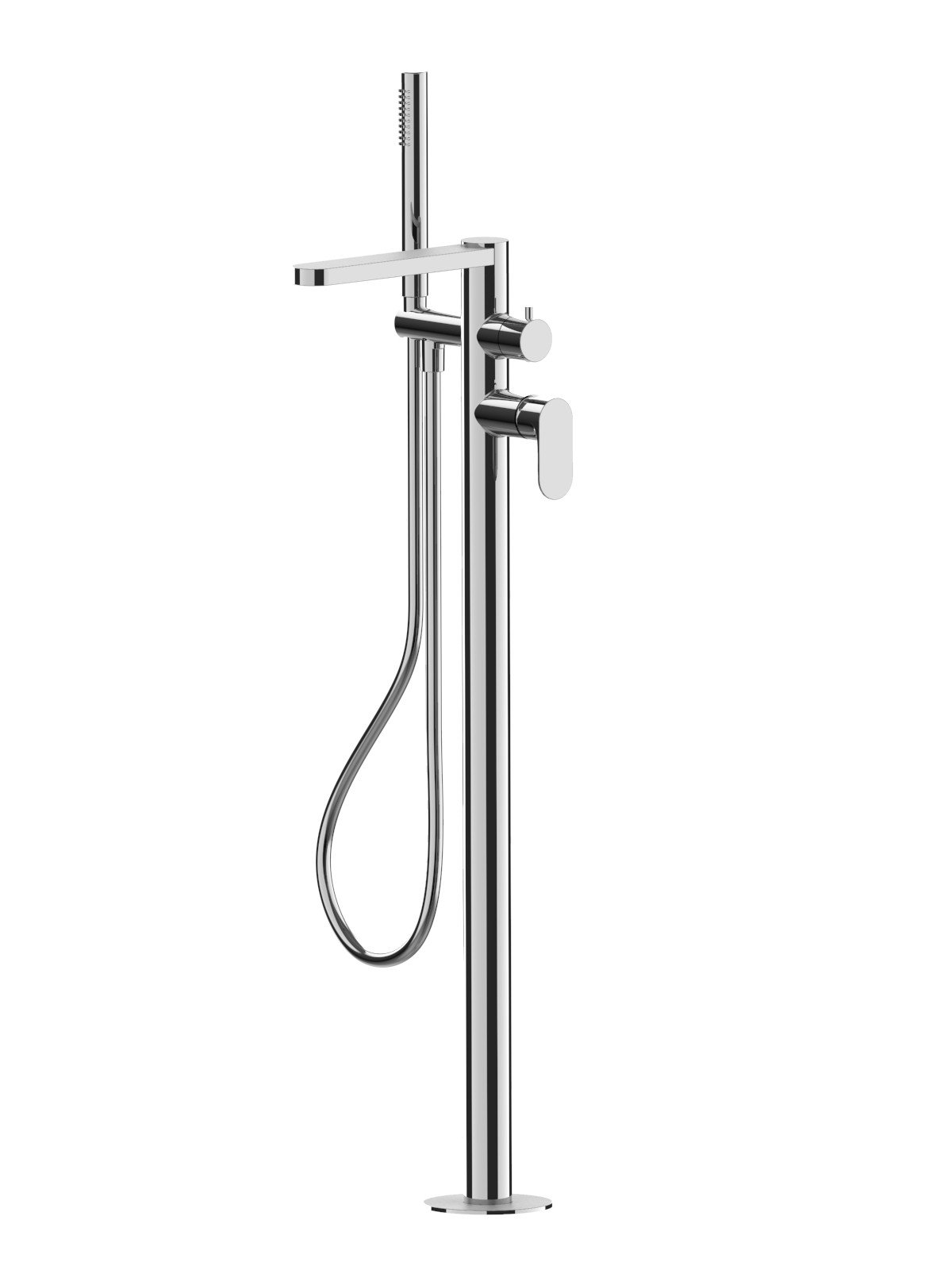 External visible components free standing bath mixer