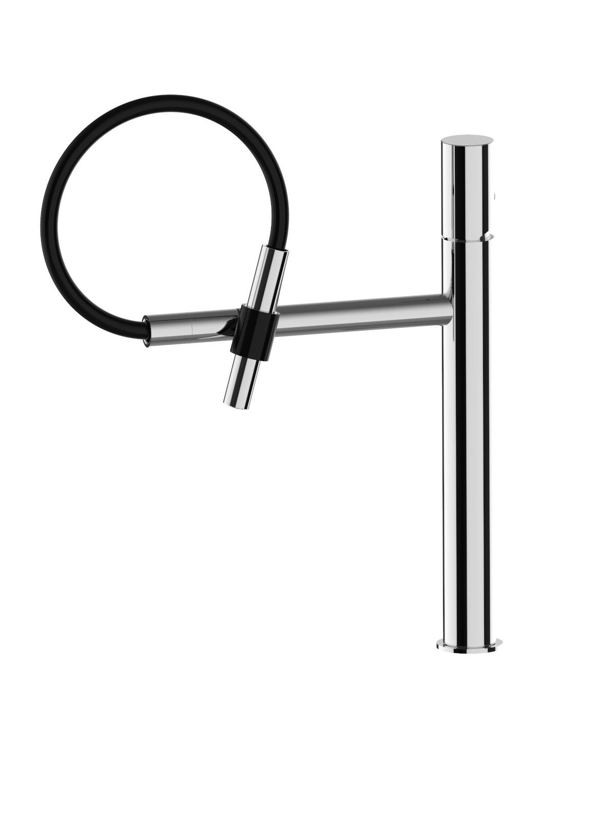 Single-lever sink mixer with spring and shower