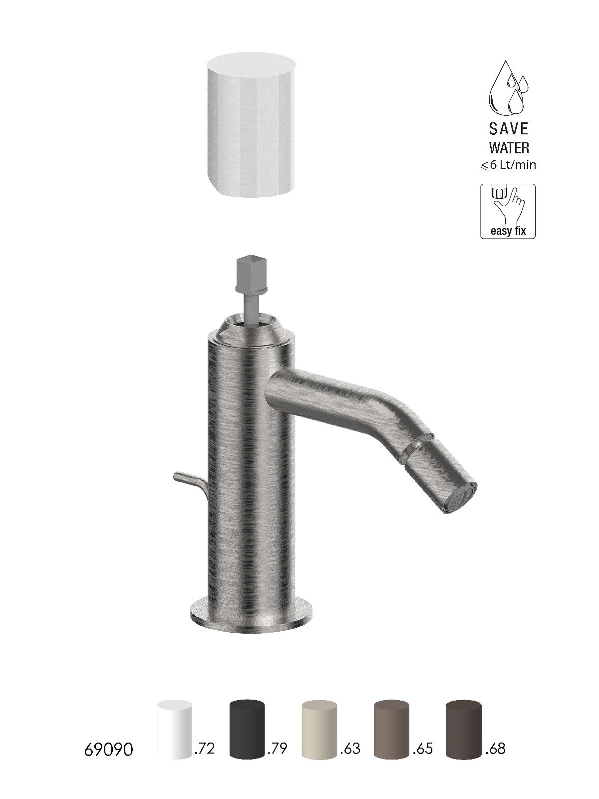 Single-lever bidet mixer with 1-1/4pop-up waste