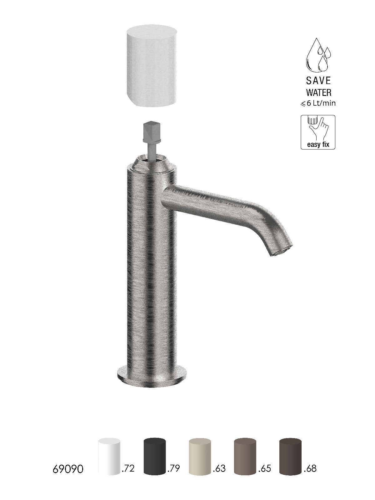 Single-lever washbasin mixer without pop-up waste