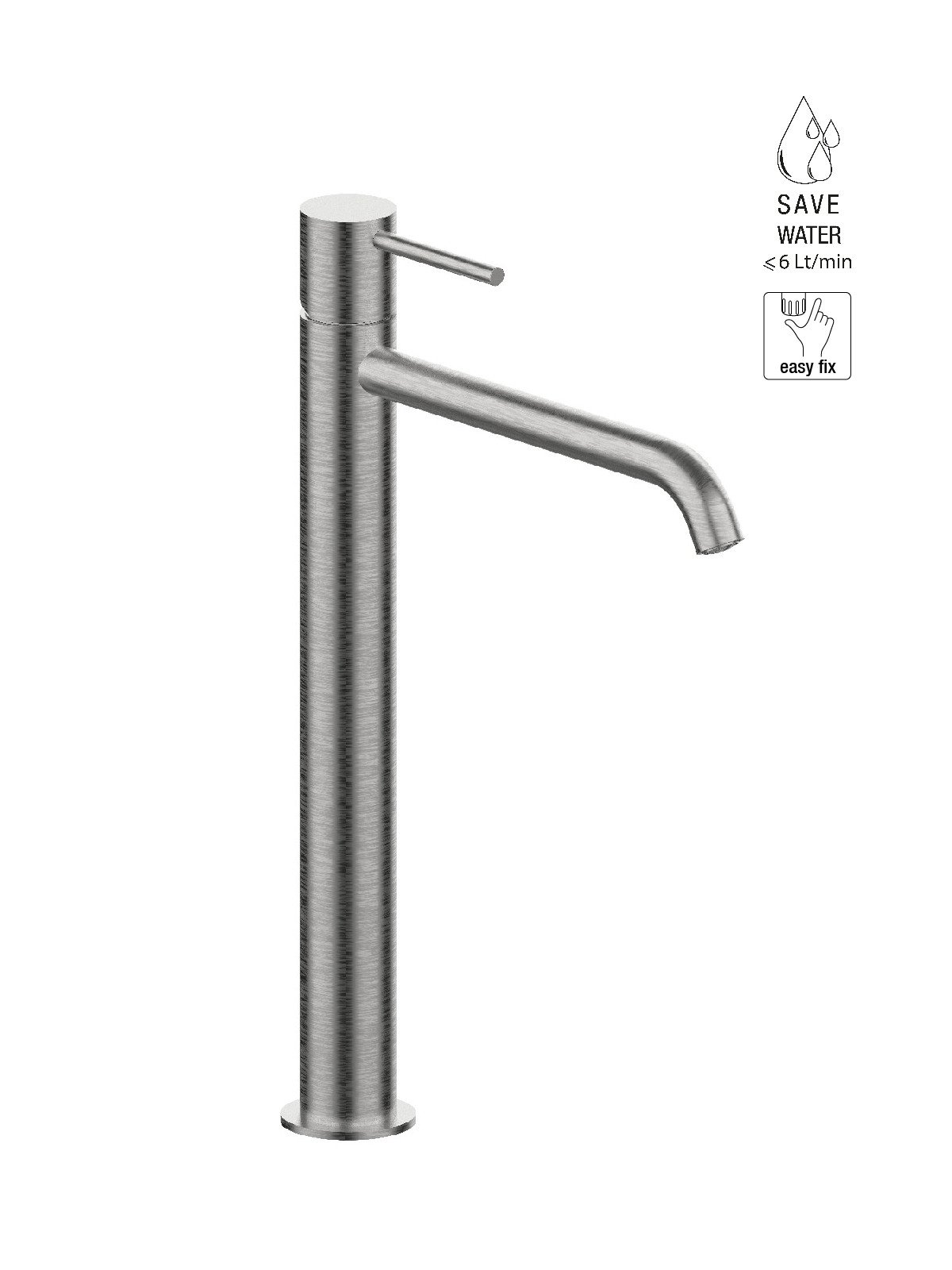 High version single-lever washbasin mixer without waste