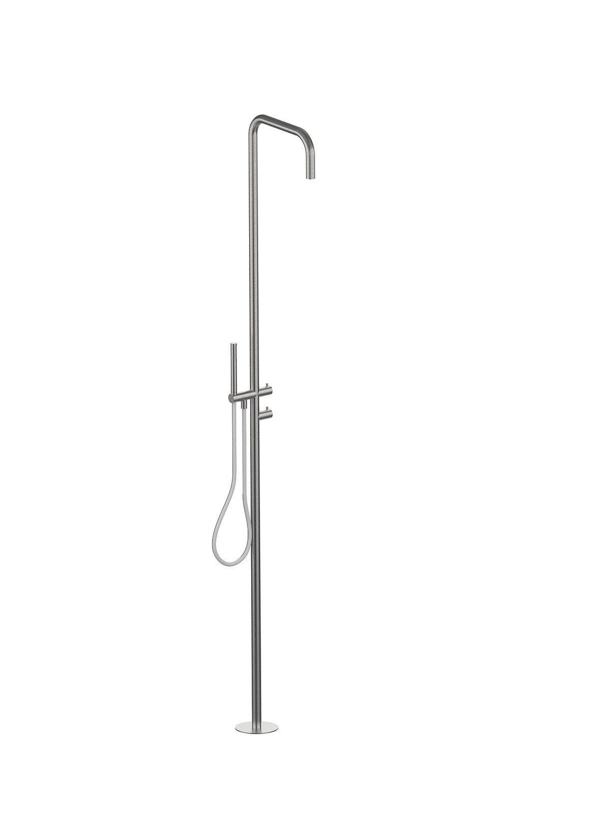 Poolside shower column with 2-way mixer, rain flow, handshower