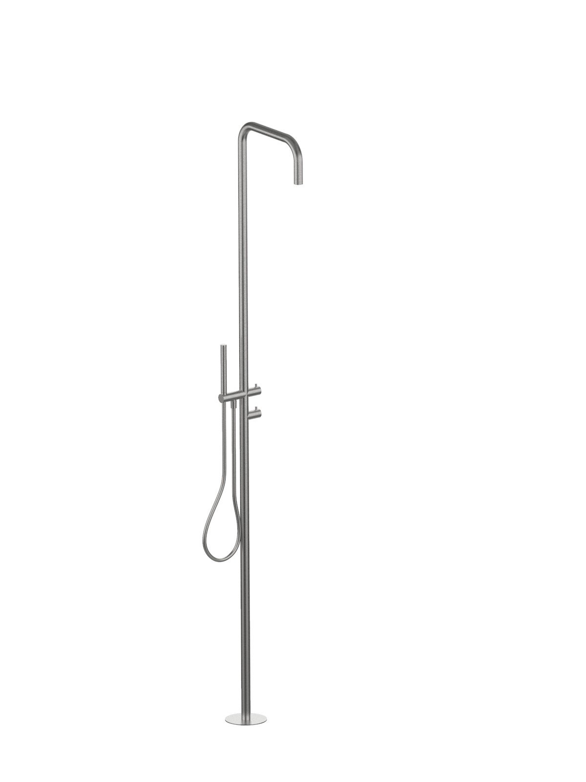 Poolside shower column with 2-way mixer, rain flow, handshower