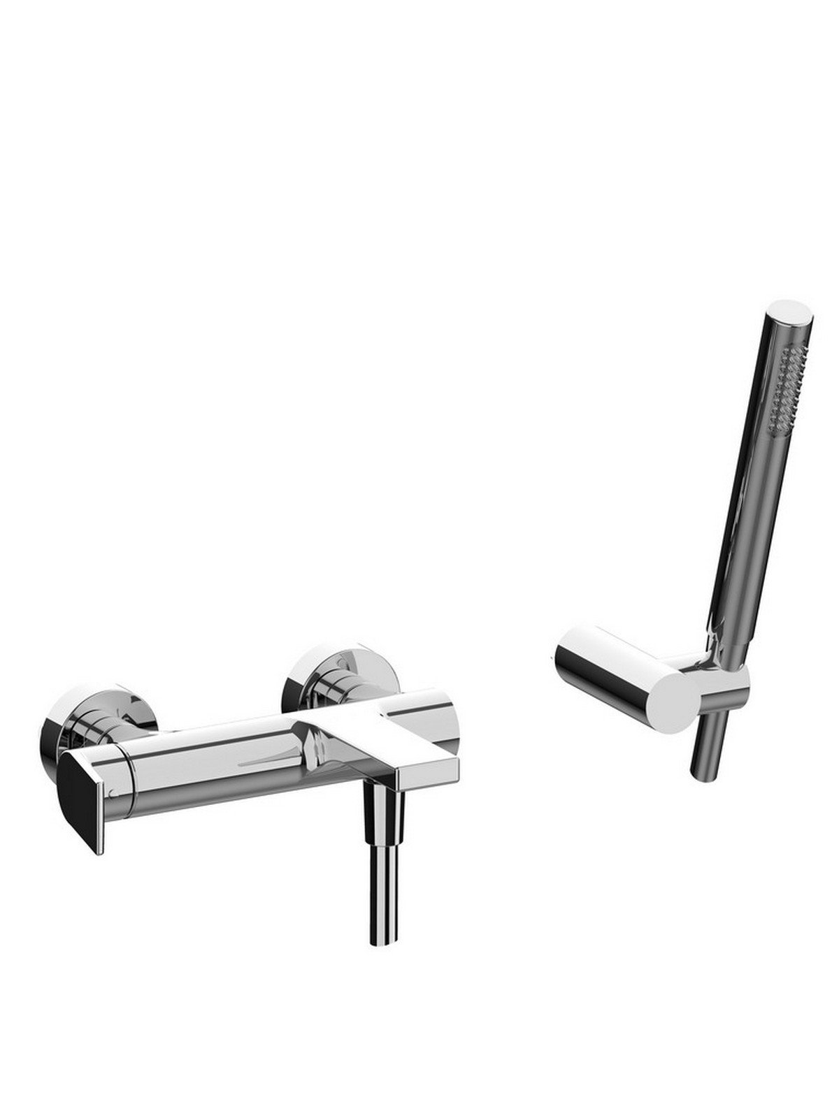 External single-lever bath mixer with duplex shower