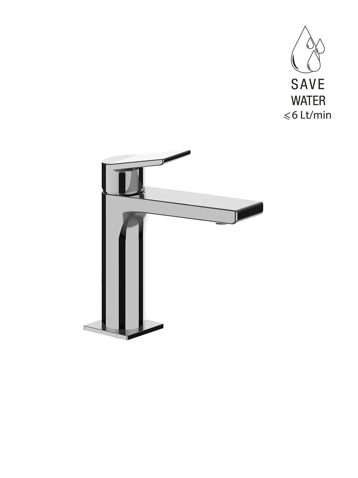 Single-lever washbasin mixer without pop-up waste+