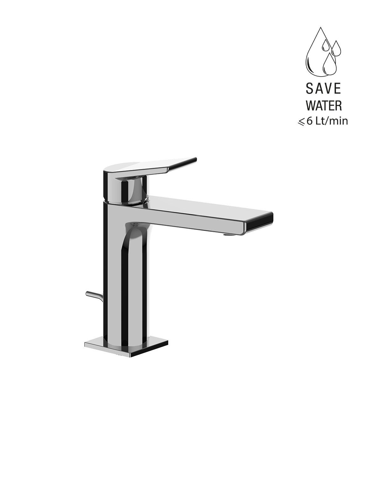 Single-lever washbasin mixer with 1”1/4 pop-up waste