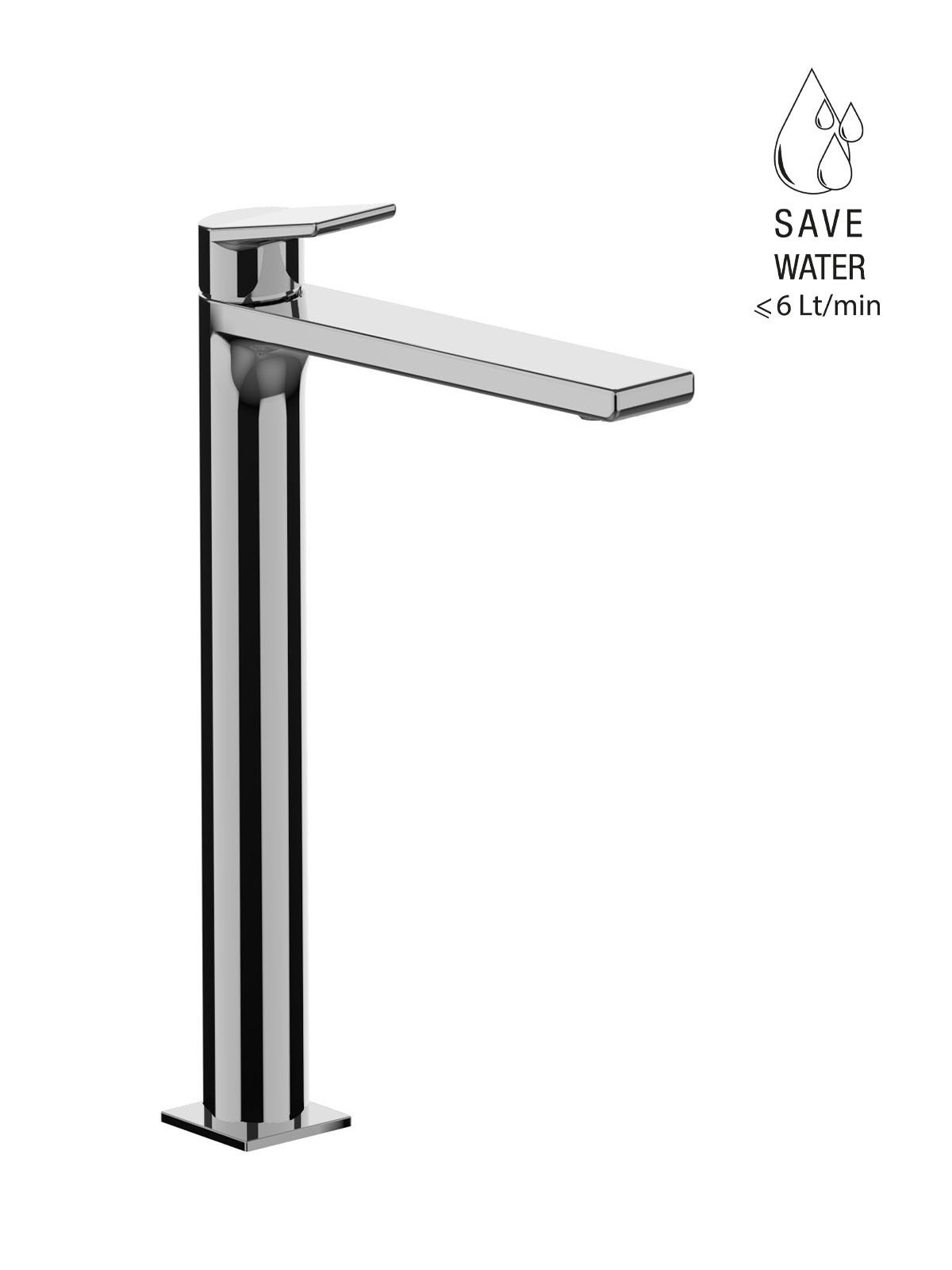 High version single-lever washbasin mixer without waste