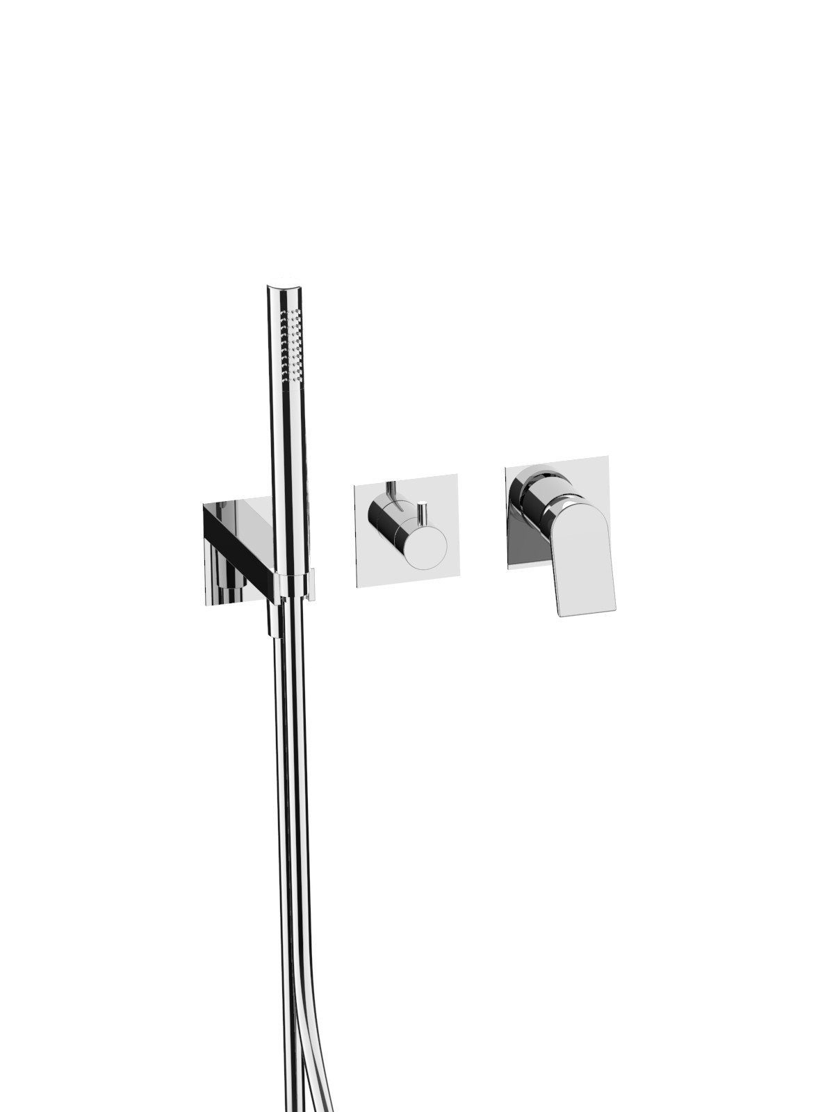 External set for built-in bath mixer with 3-way ceramic discs di