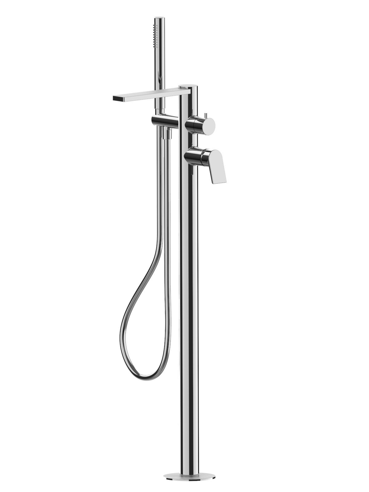 External visible components free standing bath mixer