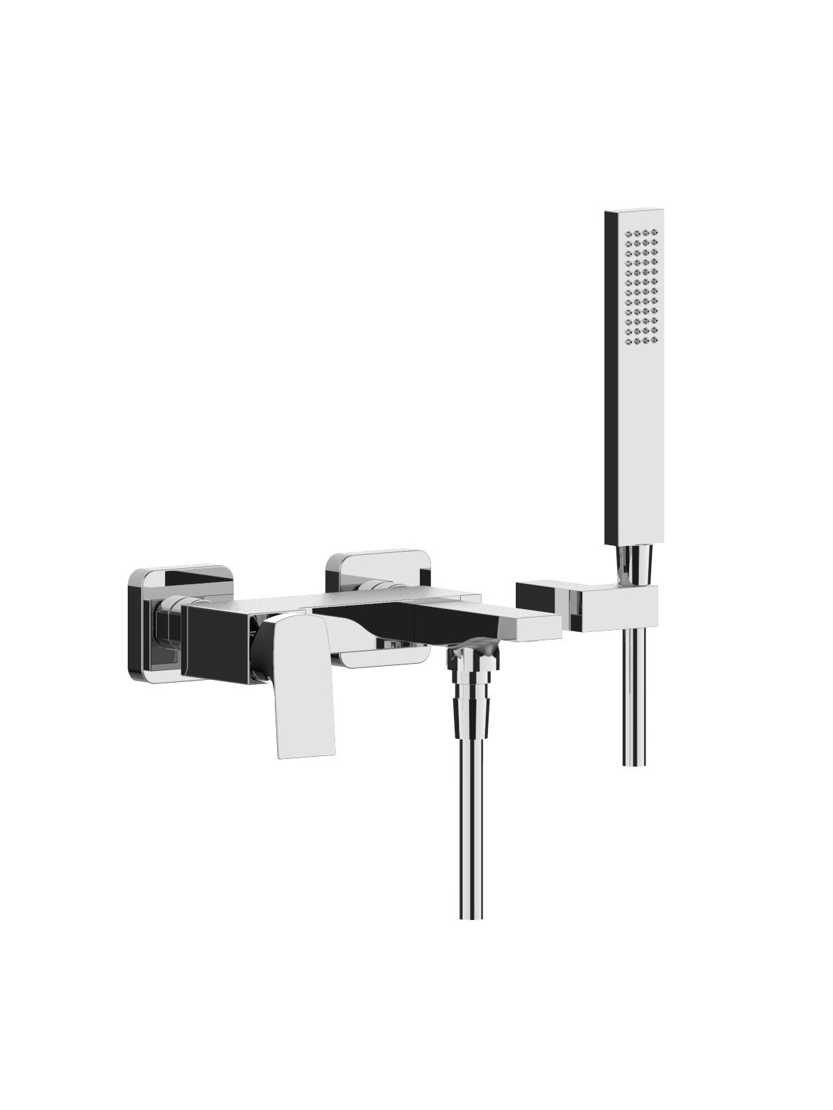 External single-lever bath mixer with duplex shower