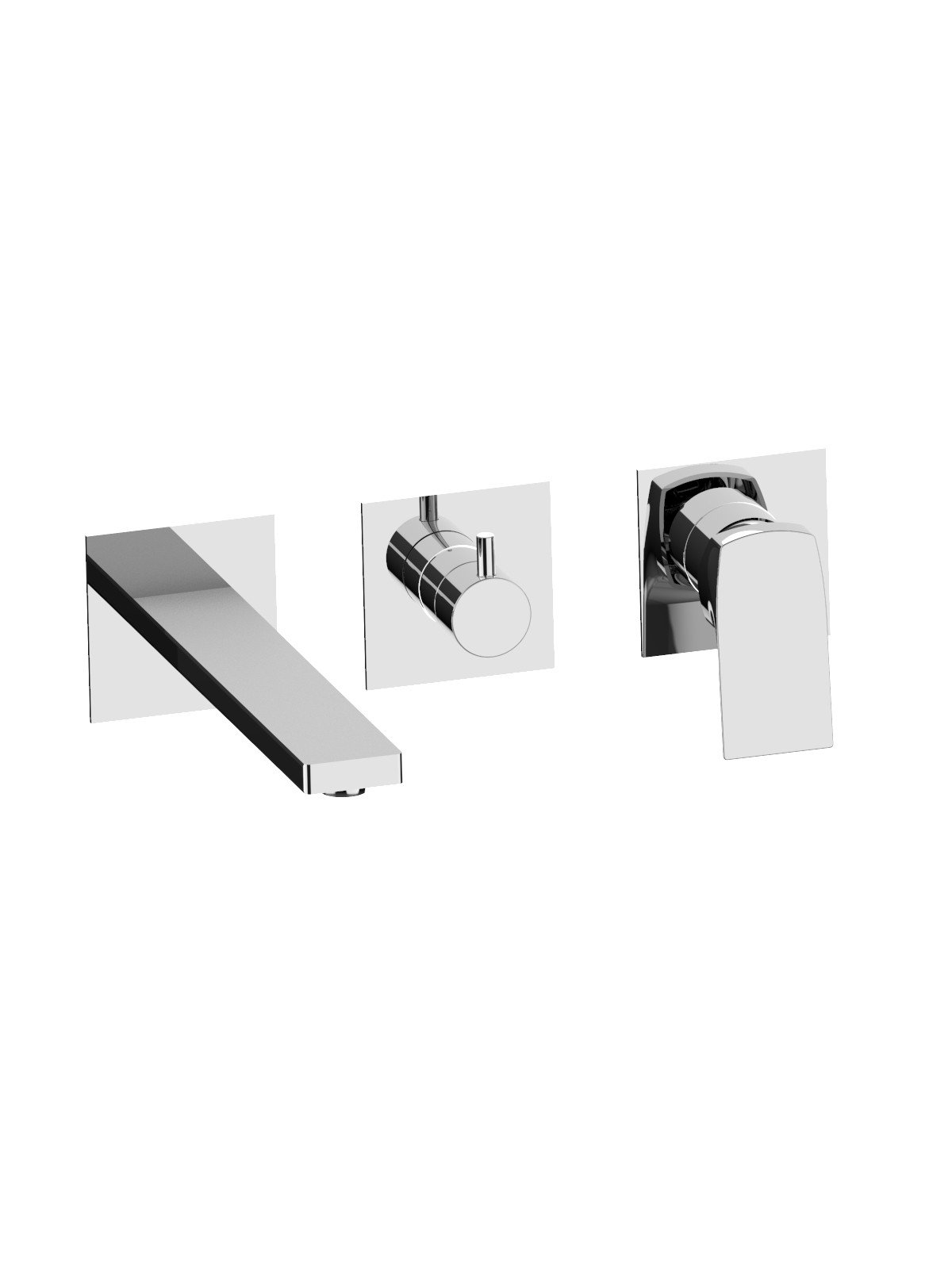 External set for built-in bath mixer with 3-way ceramic discs di