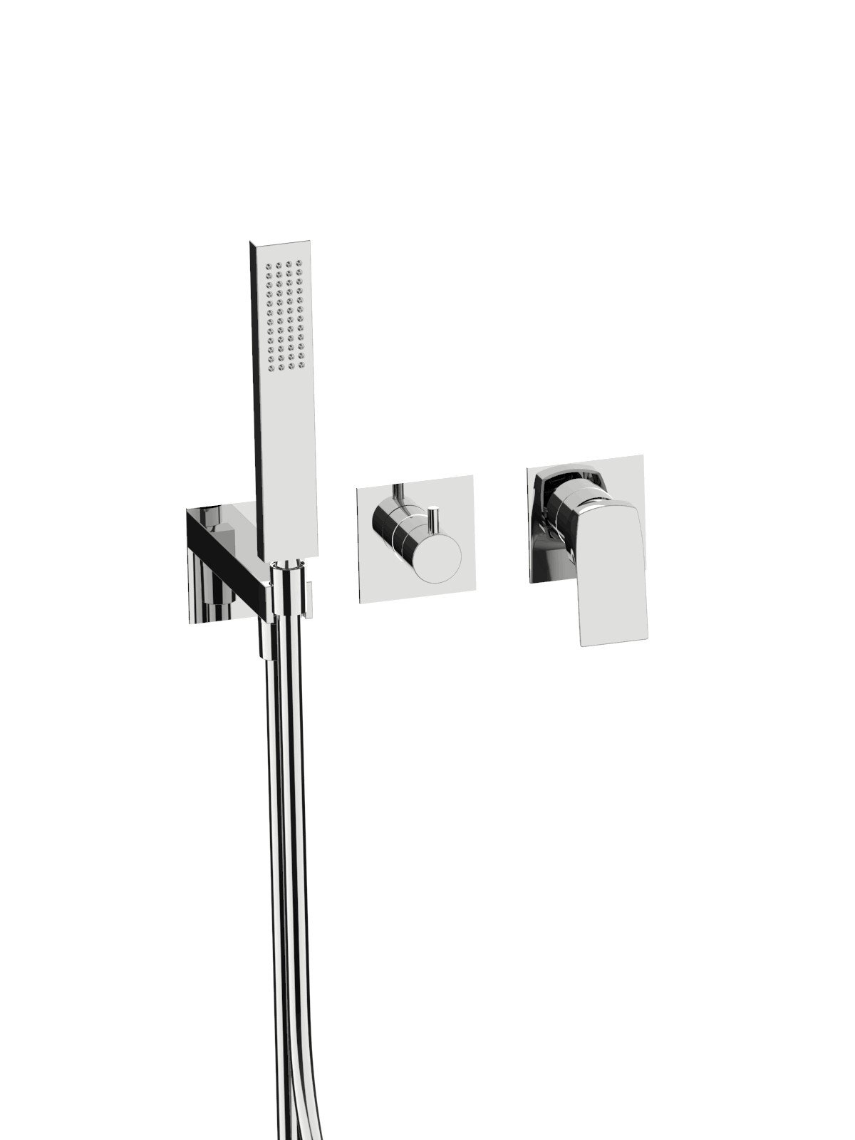 External set for built-in bath mixer with 2-way ceramic discs di