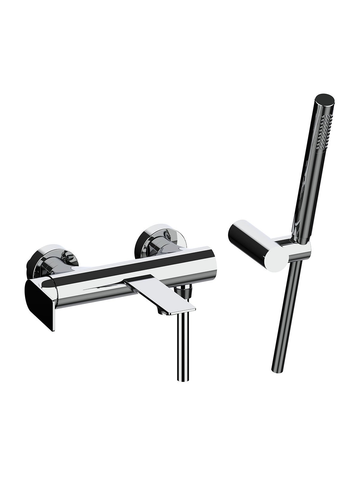 External single-lever bath mixer with duplex shower