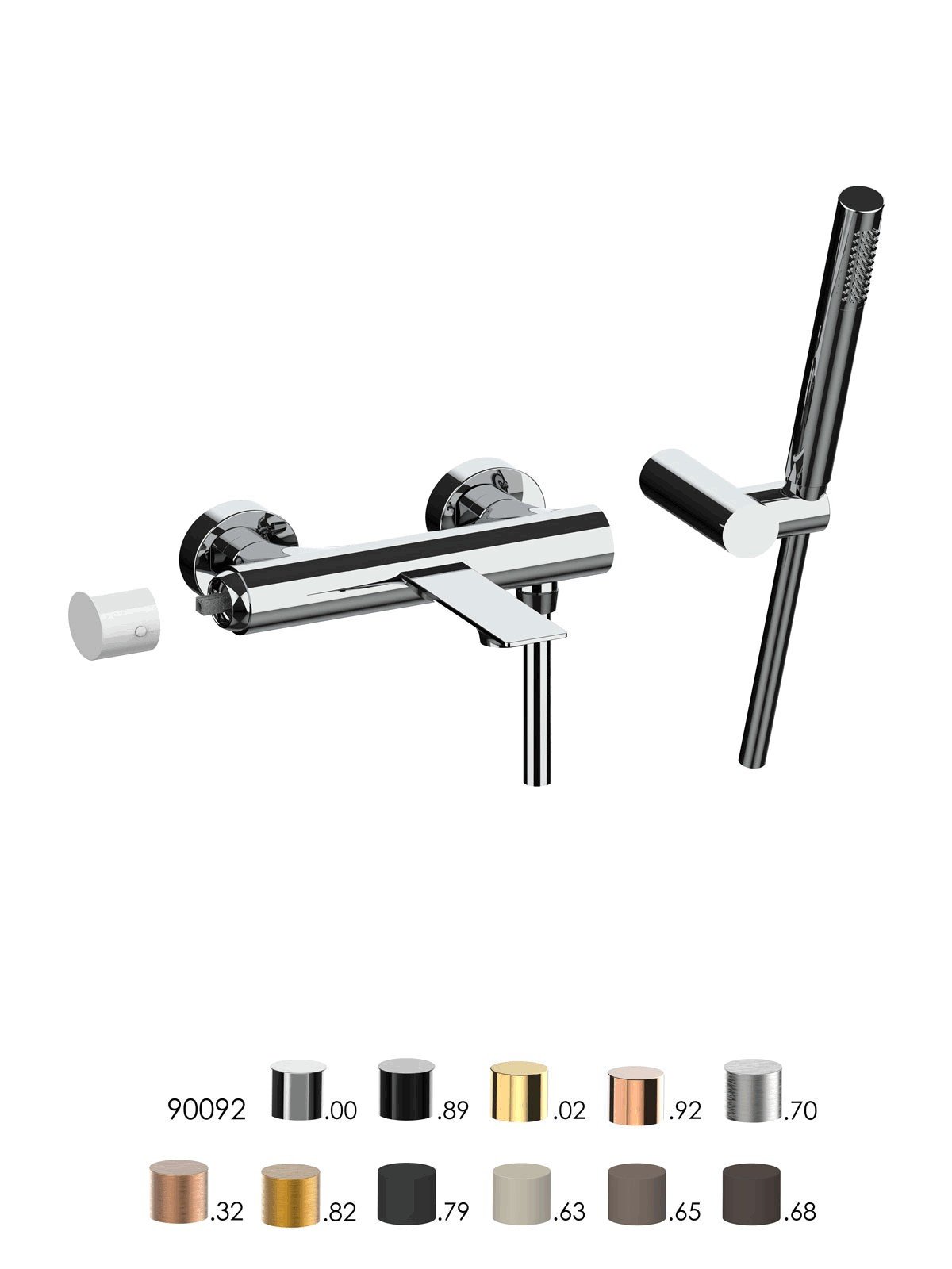 External single-lever bath mixer with duplex shower