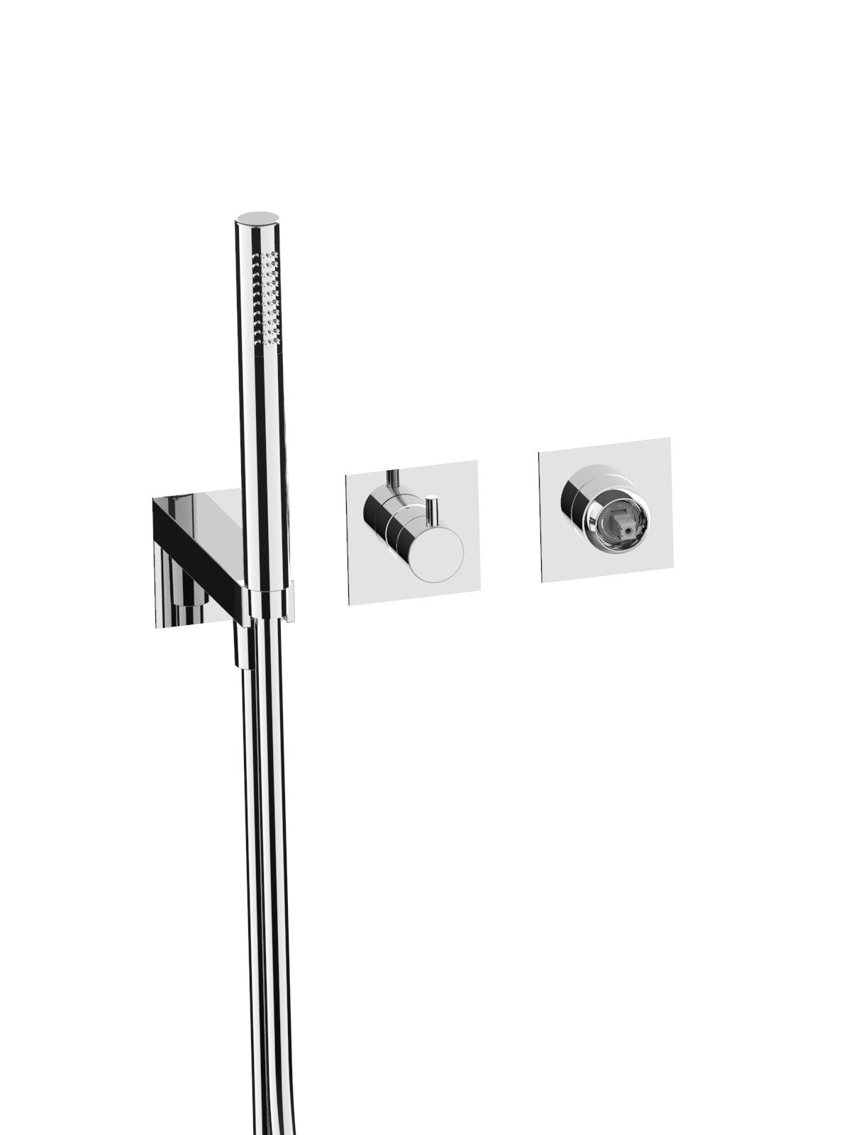 External set for built-in bath mixer with 3-way ceramic discs di