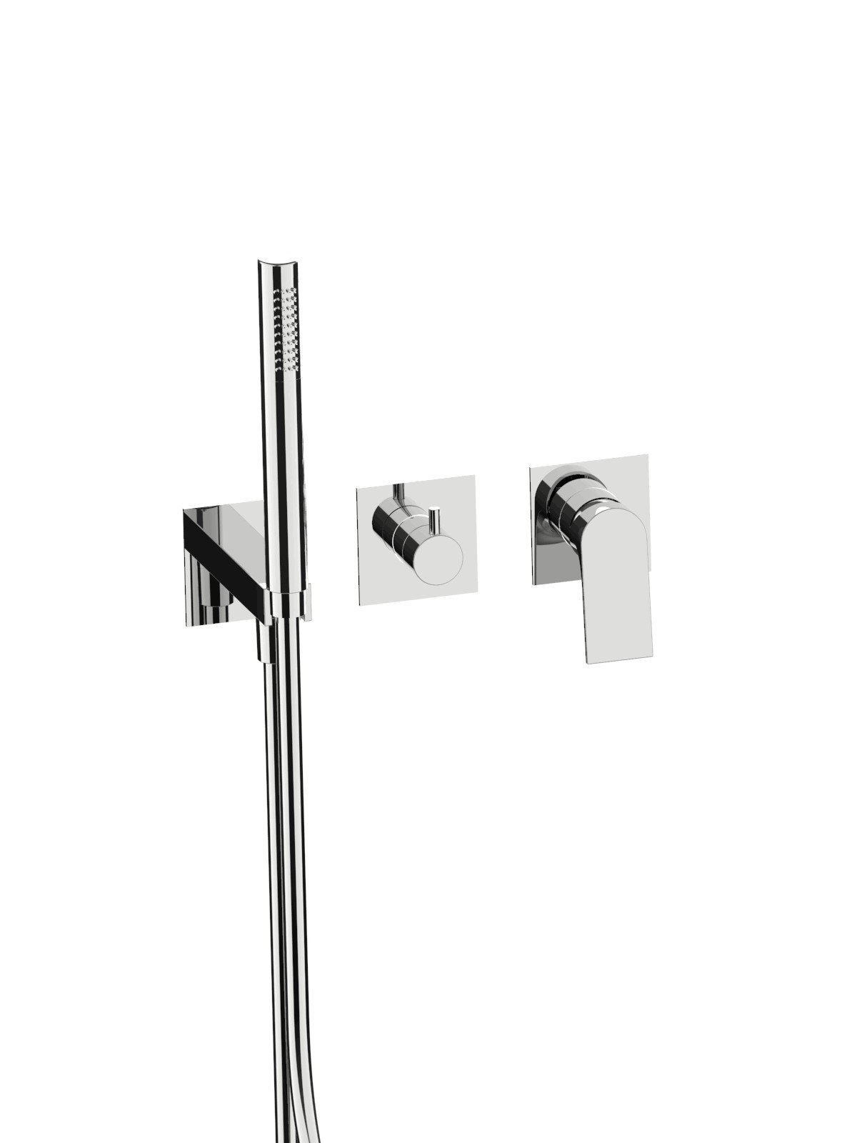 External set for built-in bath mixer with 3-way ceramic discs di
