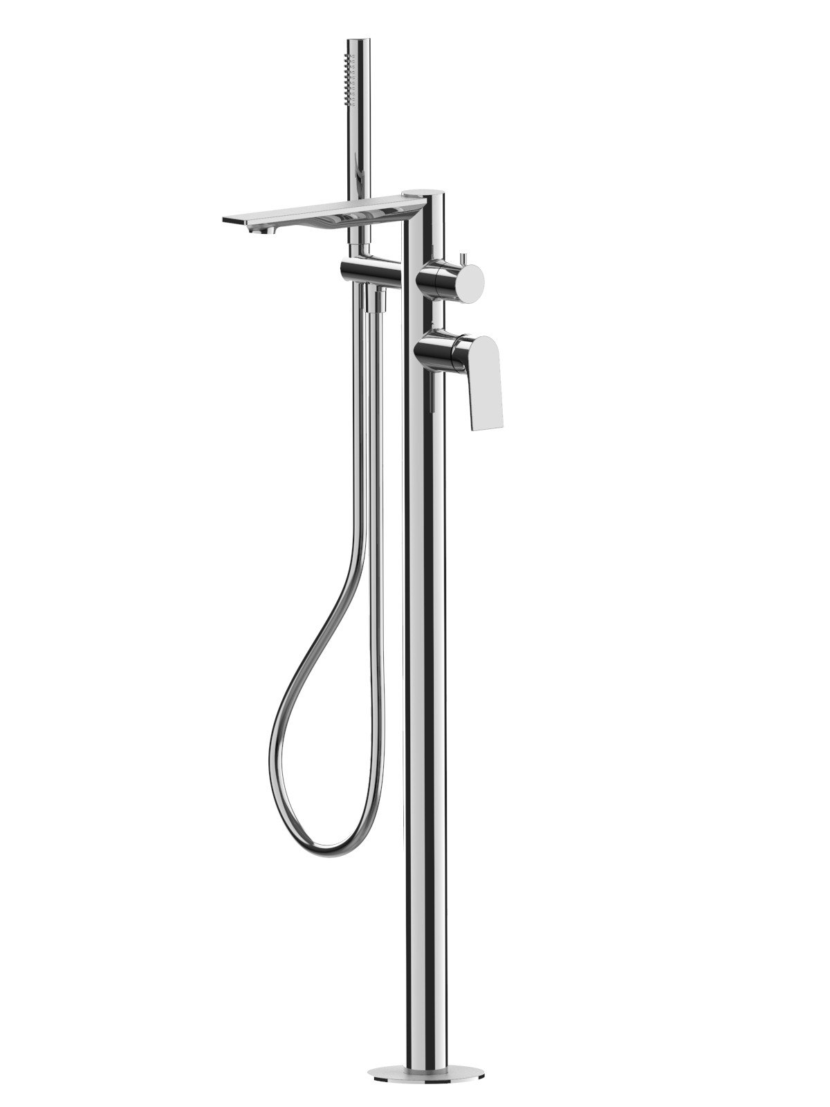 External visible components free standing bath mixer