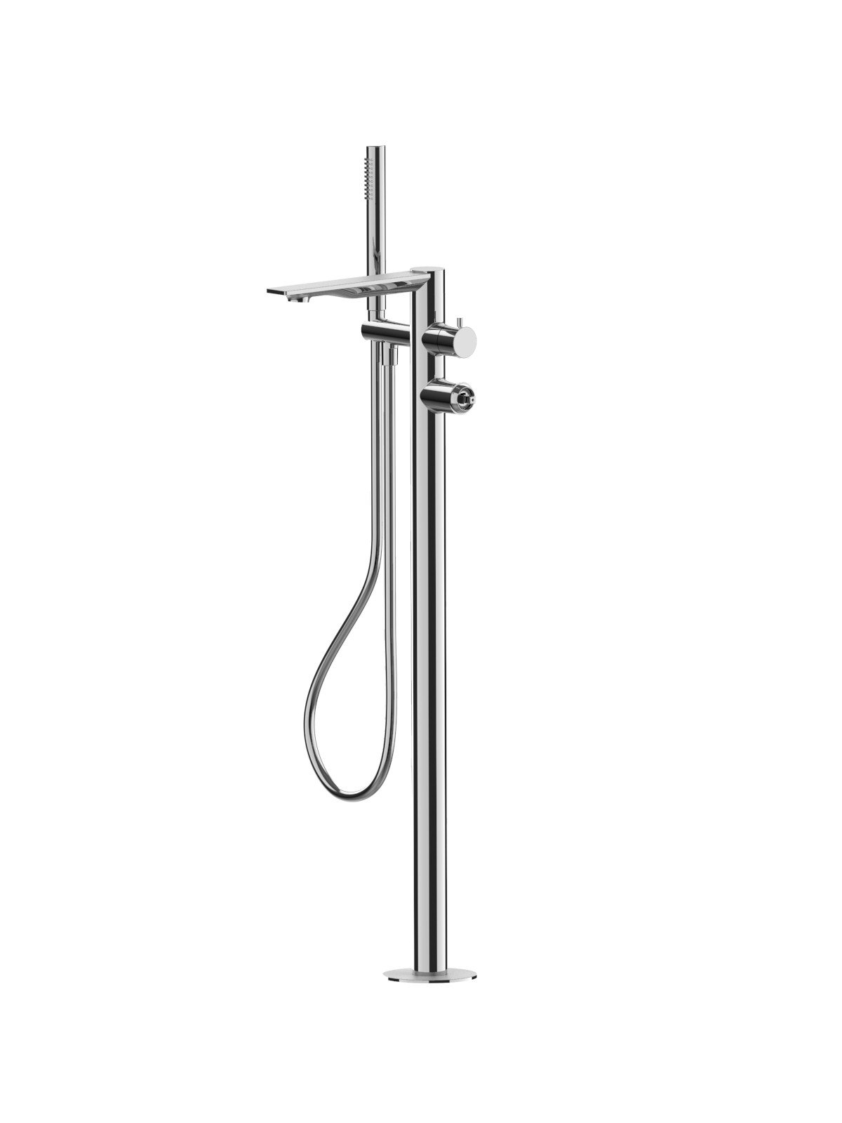 External visible components free standing bath mixer