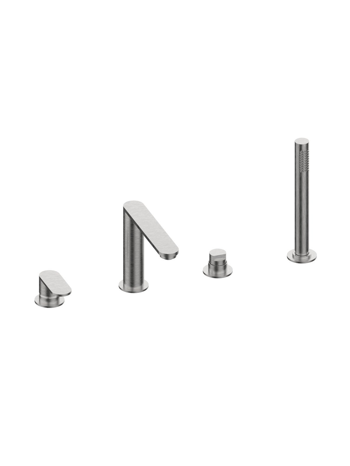 Deck mounted bath mixer pull-out shower and spout