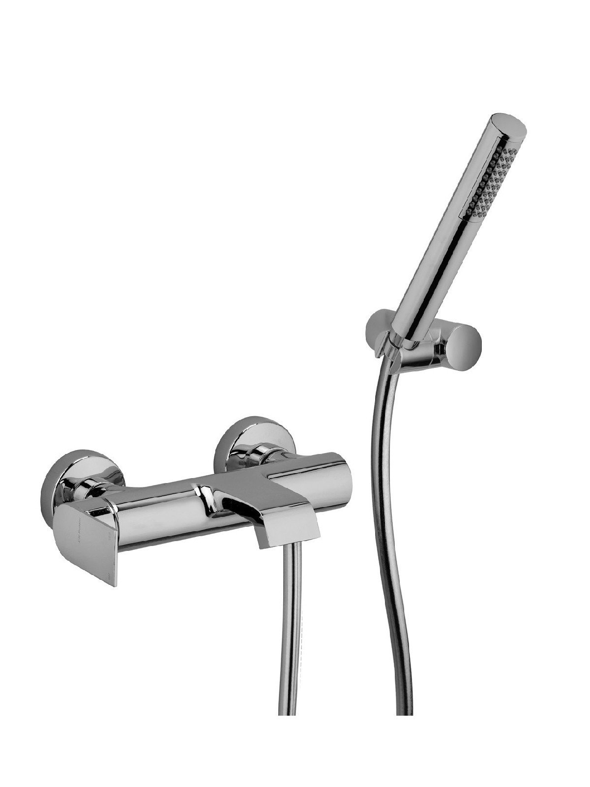 External single-lever bath mixer with duplex shower