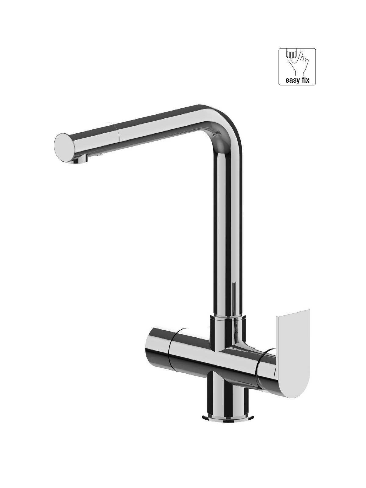 4-way single-hose kitchen mixer with ceramic discs diverter