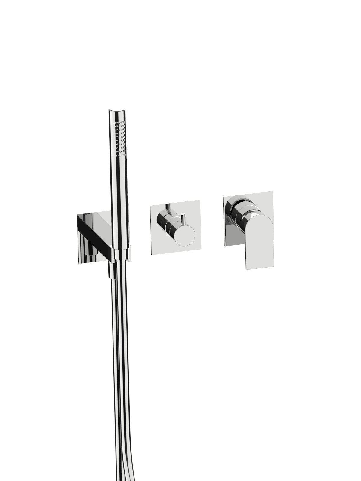 External set for built-in bath mixer with 3-way ceramic discs di