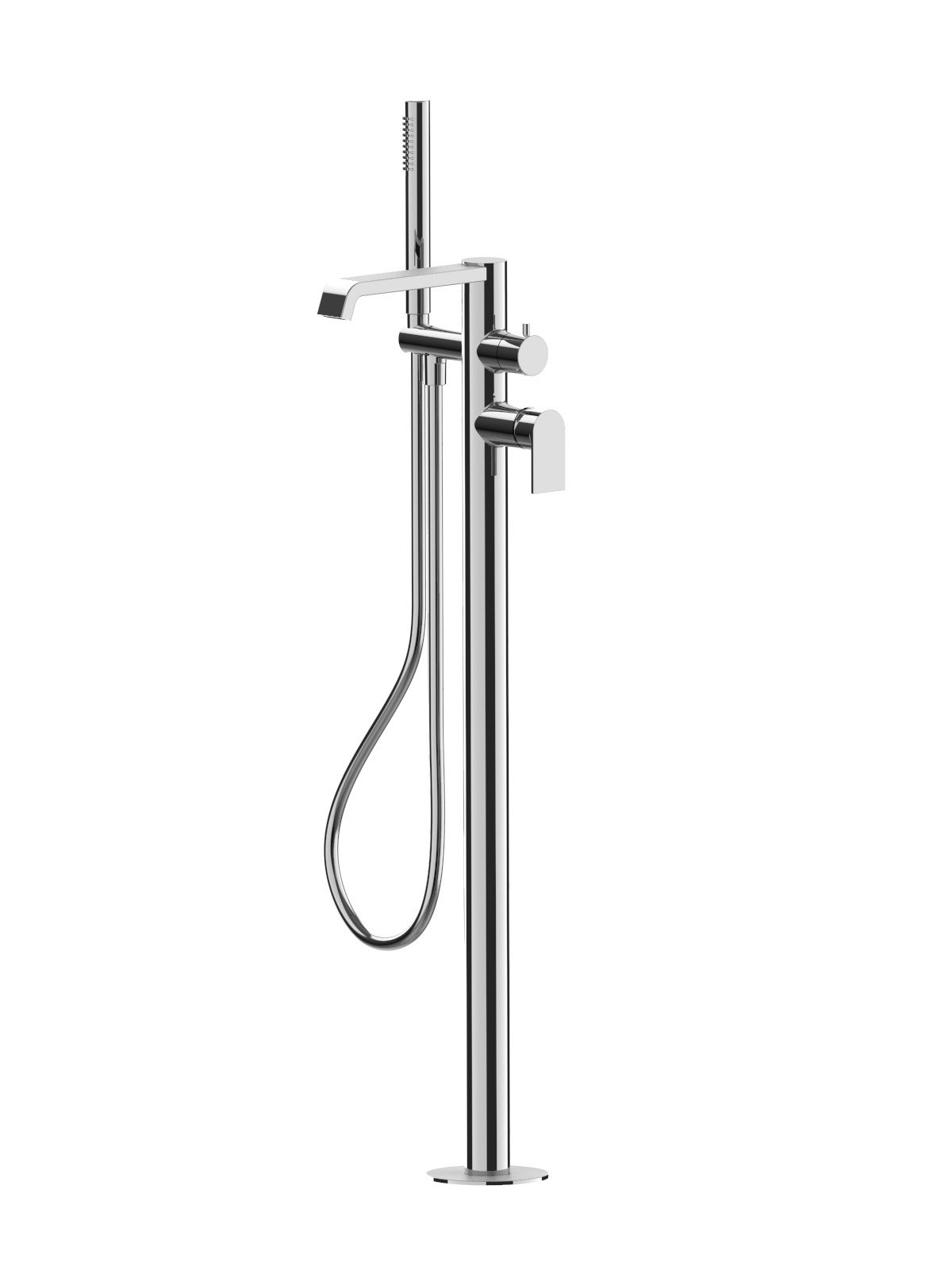 External visible components free standing bath mixer