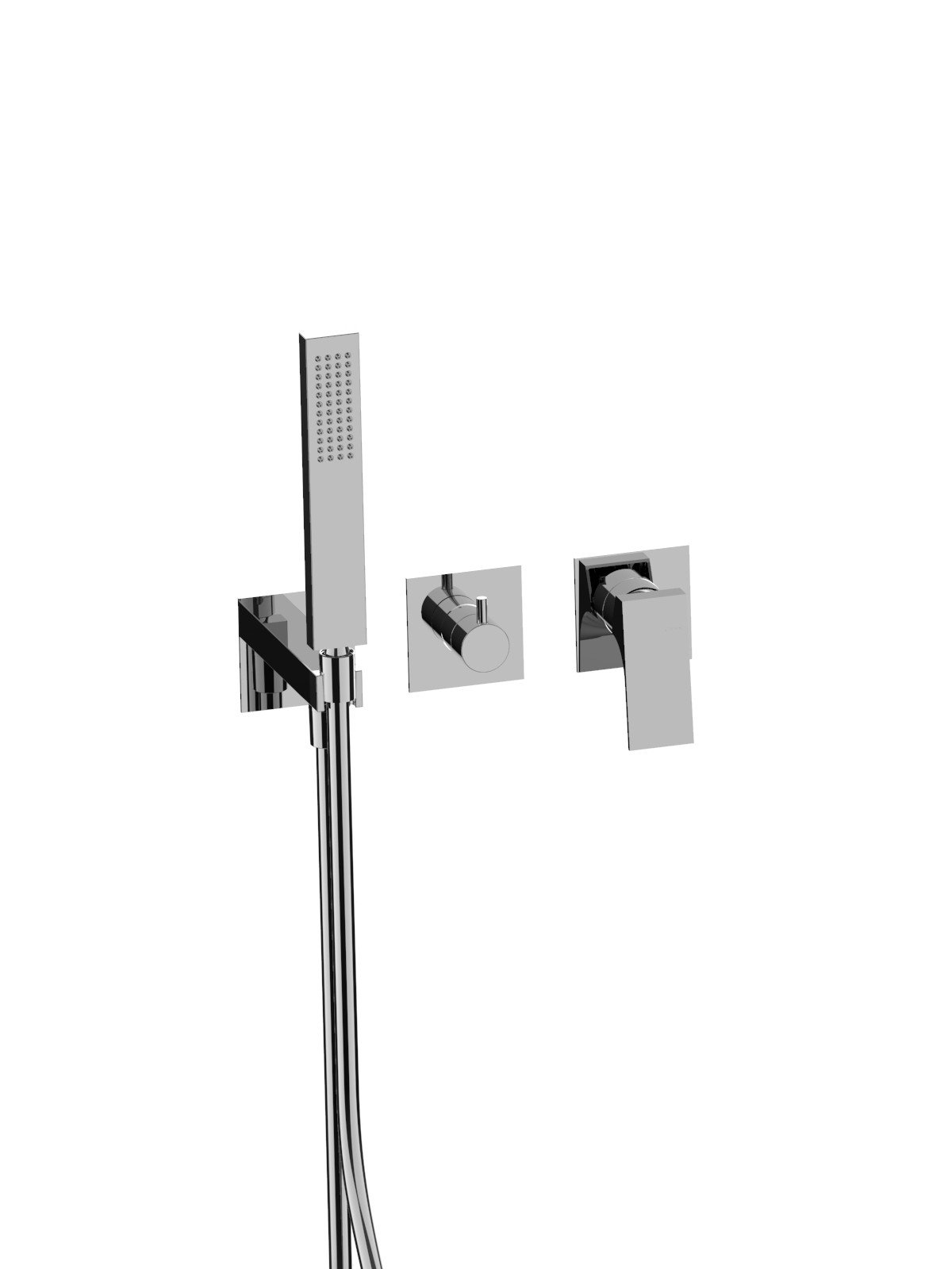 External set for built-in bath mixer with 2-way ceramic discs di