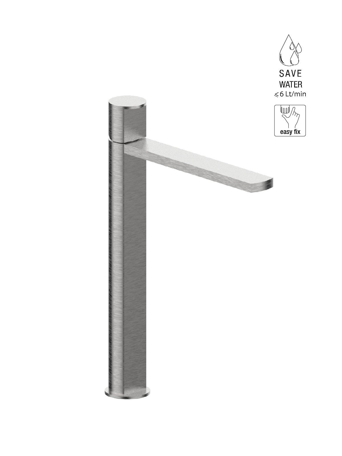 High version single-lever washbasin mixer without waste