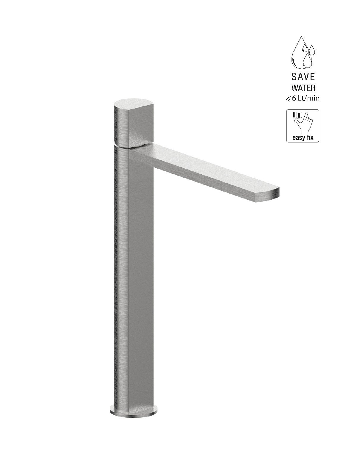 High version single-lever washbasin mixer without waste