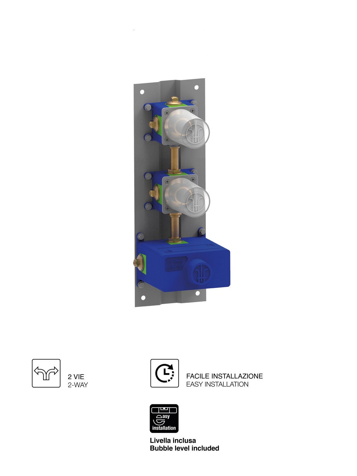 Built-in 2-way thermostatic shower manifold universal body
